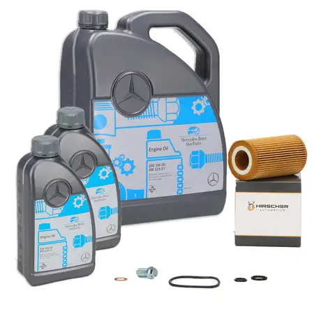 7L ORIGINAL 5W-30 MB 229.51 Motor&ouml;l &Ouml;l + HIRSCHER &Ouml;lfilter f&uuml;r MERCEDES OM651