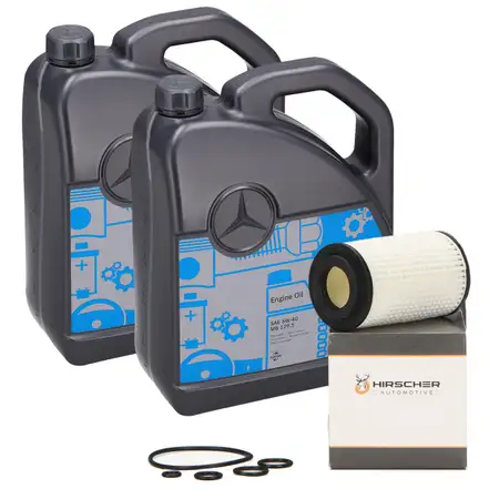 10L ORIGINAL Mercedes-Benz Engine Oil 5W40 MB 229.5 + HIRSCHER Oil Filter 0001802609