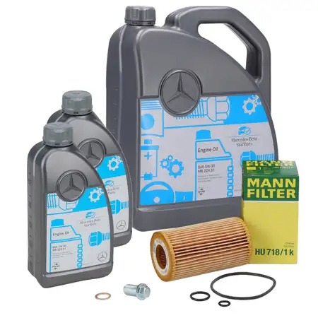 7L ORIGINAL 5W-30 MB 229.51 Motor&ouml;l + MANN &Ouml;lfilter MERCEDES-BENZ OM611 OM612 OM646 OM647