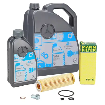 6L ORIGINAL 5W-30 MB 229.51 Motor&ouml;l + MANN &Ouml;lfilter MERCEDES W203 W204 W211 W212 R171 M271