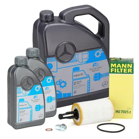 7L ORIGINAL 5W-40 for MB 229.5 Engine Oil + MANN Oil Filter MERCEDES W204 W205 W212 43AMG M276
