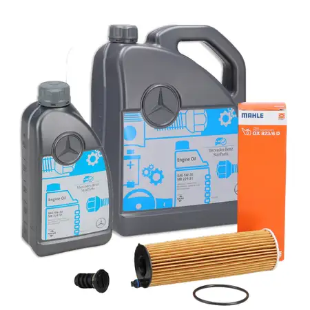6L ORIGINAL 5W-30 MB 229.51 Engine Oil + MAHLE Oil Filter for MERCEDES W205, W206, W213, W463, OM654