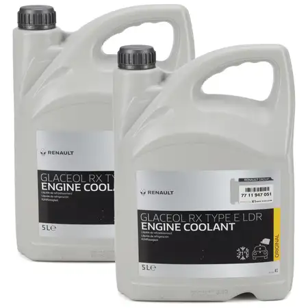 10L 10 Liter ORIGINAL Renault K&uuml;hlerfrostschutz GLACEOL RX TYPE E LDR BLAU 7711947051