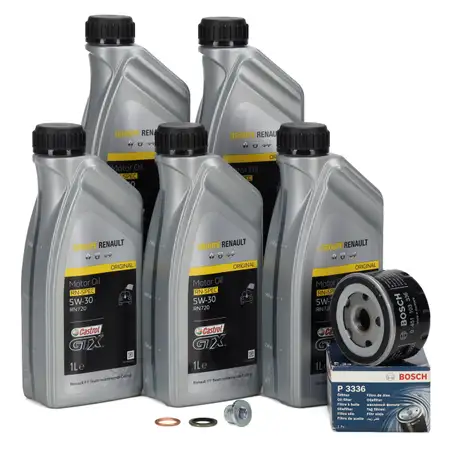 5L ORIGINAL RENAULT CASTROL GTX RN-SPEC 5W30 Motor&ouml;l + BOSCH &Ouml;lfilter f&uuml;r DACIA RENAULT