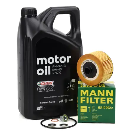 5L CASTROL GTX RN-SPEC 5W40 RN710 Motor&ouml;l + MANN &Ouml;lfilter f&uuml;r DACIA RENAULT 1.0-1.3 TCe