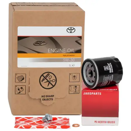 5L ORIGINAL 5W30 Motor&ouml;l + HERTH+BUSS &Ouml;lfilter f&uuml;r TOYOTA Auris Avensis Corolla Rav 4
