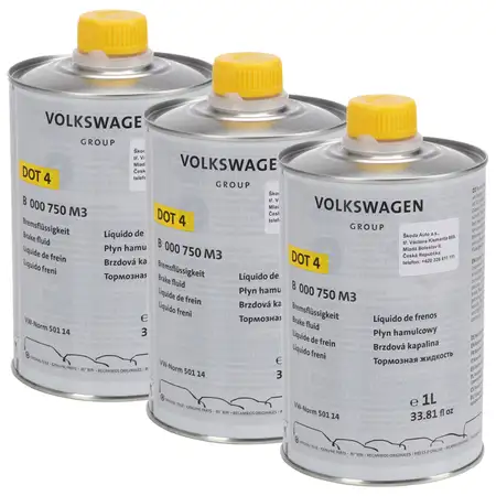 3L 3 Liter ORIGINAL AUDI SEAT SKODA VW Bremsfl&uuml;ssigkeit DOT 4 VW NORM 501 14 B000750M3