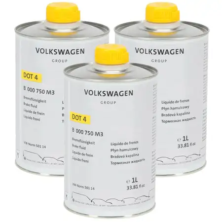 3L 3 Liter ORIGINAL AUDI SEAT SKODA VW Bremsfl&uuml;ssigkeit DOT 4 VW NORM 501 14 B000750M3