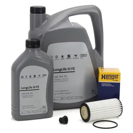 6L ORIGINAL 0W-30 Motor&ouml;l + HENGST &Ouml;lfilter f&uuml;r VW Golf 7 8 Passat B8 Tiguan 1.8/2.0 TSI