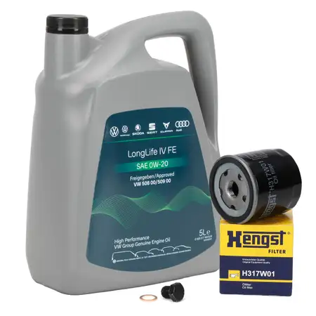 5L ORIGINAL 0W-20 Motor&ouml;l + HENGST &Ouml;lfilter f&uuml;r VW Golf 7 8 Passat B8 Polo 5 6 1.0-1.5 TSI