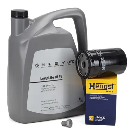 5L ORIGINAL 0W-30 Motor&ouml;l + HENGST &Ouml;lfilter f&uuml;r VW Golf 4 5 6 Passat Polo 9N Sharan Touran
