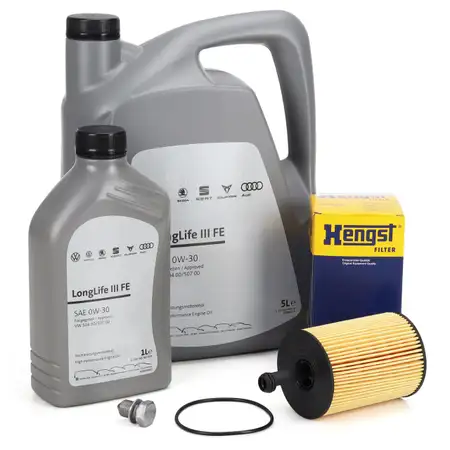 6L ORIGINAL 0W-30 Motor&ouml;l + HENGST &Ouml;lfilter f&uuml;r VW Golf 4 5 6 Passat B6 B7 Polo Touran T4