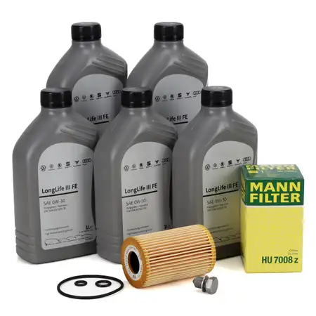 5L ORIGINAL 0W30 Engine Oil + MANN Oil Filter for VW Golf 5, 6; Passat B6, B7; Polo 5 1.6/2.0 TDI