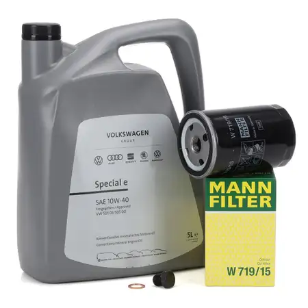 5L ORIGINAL 10W-40 Motor&ouml;l + MANN &Ouml;lfilter f&uuml;r VW Golf 1 2 3 Passat Polo T4 Vento AUDI A4