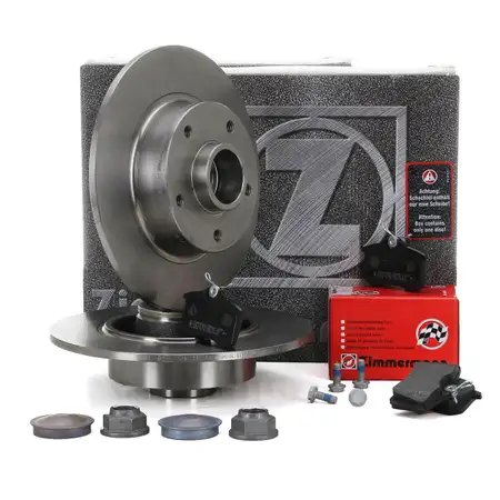 ZIMMERMANN Bremsscheiben + Radlager + Bremsbel&auml;ge f&uuml;r RENAULT Scenic 3 hinten