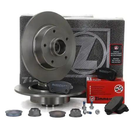 ZIMMERMANN Bremsscheiben + Radlager + Bel&auml;ge f&uuml;r RENAULT Megane 3/Grandtour 3 hinten