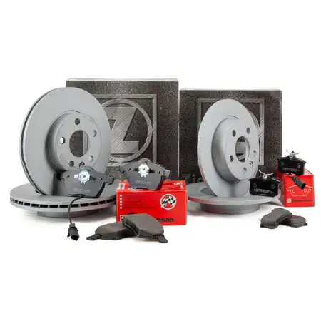 ZIMMERMANN Brake Discs + Pads + Wako for VW Sharan, FORD Galaxy, SEAT (front and rear)