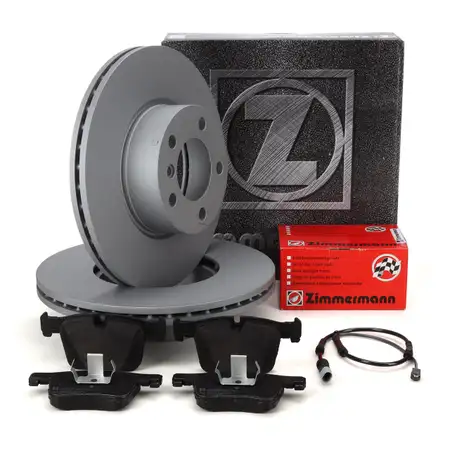 ZIMMERMANN Brake Discs + Brake Pads + Sensor for BMW F20, F21, F22, F23, F30&ndash;34 (Front)