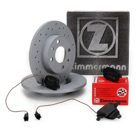 ZIMMERMANN Brake Discs + Pads + Wako for ABARTH 500/C 595/695 (Rear)
