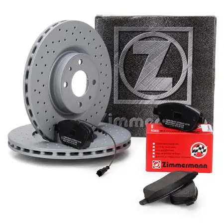 ZIMMERMANN Brake Discs + Brake Pads + Wako for ABARTH 500/C 595/695 (front)