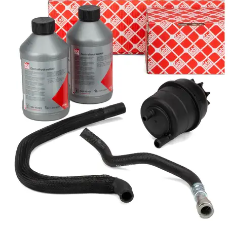LEMF&Ouml;RDER Ausgleichsbeh&auml;lter + Schl&auml;uche + 2L febi Servo&ouml;l f&uuml;r BMW 3er E46 bis 09.2001