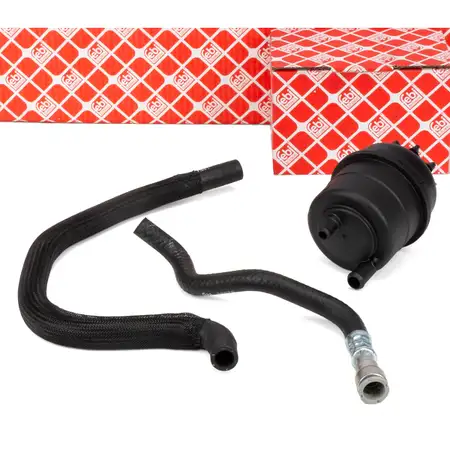 LEMF&Ouml;RDER expansion tank + hydraulic hoses for BMW 3 Series E46 320-330i up to September 2001