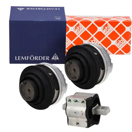 2x LEMF&Ouml;RDER Motorlager + 1x febi Getriebelager f&uuml;r MERCEDES-BENZ W202 R170 M111 OM604