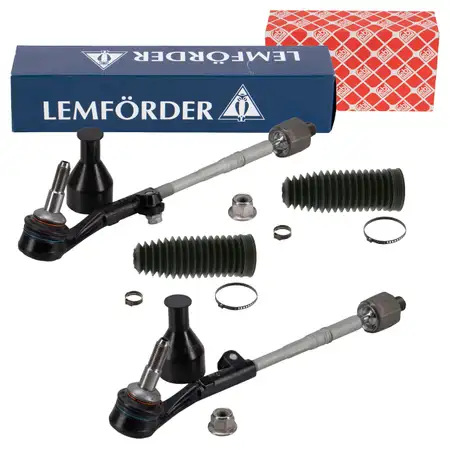 2x LEMF&Ouml;RDER Spurstange + Spurstangenkopf + febi Manschette f&uuml;r BMW E81-88 3er vorne