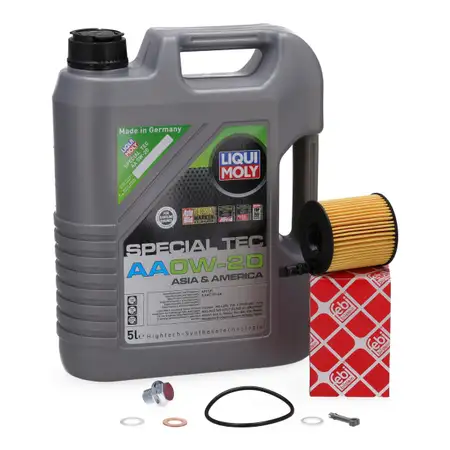 5L LIQUI MOLY SPECIAL TEC AA 0W-20 Motor&ouml;l febi &Ouml;lfilter f&uuml;r HYUNDAI KIA 5 1.6 T-GDI