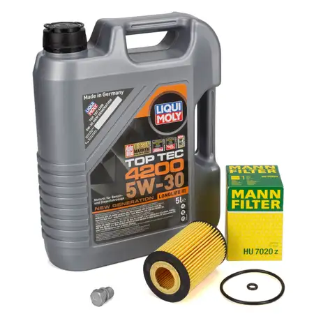 5L LIQUI MOLY TOP TEC 4200 5W30 Motor&ouml;l + MANN &Ouml;lfilter f&uuml;r VAG 1.6/2.0 TDI 03N115562B