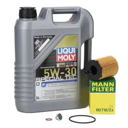 5L LIQUI MOLY SPECIAL TEC F 5W30 Motor&ouml;l + MANN &Ouml;lfilter f&uuml;r FORD PSA VOLVO 1.4/1.5/1.6 D