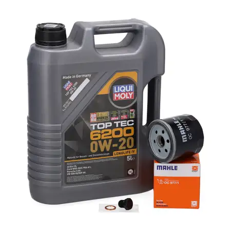 5L LIQUI MOLY 0W20 Motor&ouml;l + MAHLE &Ouml;lfilter f&uuml;r VW Golf 7 8 Passat B8 Polo Up 1.0-1.5 TSI