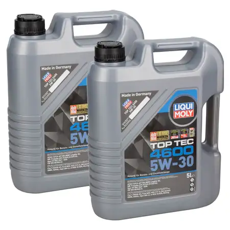 10L 10 Liter LIQUI MOLY Motor&ouml;l 5W30 TOP TEC 4600 dexos2 BMW LL-04 VW 505.00/01