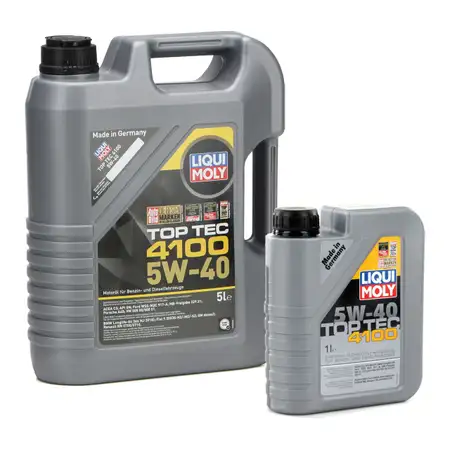 6L 6 Liter LIQUI MOLY Motor&ouml;l &Ouml;l TOP TEC 4100 5W40 5W-40 MB 229.31 VW 505.00/01