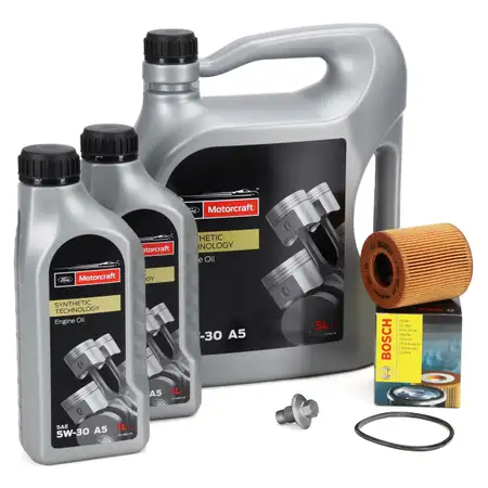 7L MOTORCRAFT A5 5W-30 Motor&ouml;l &Ouml;l + BOSCH &Ouml;lfilter f&uuml;r FORD Focus Mondeo 2.0-3.2 TDCi