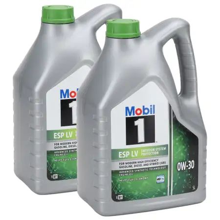 10L 10 Liter Mobil 1 ESP LV 0W-30 Motor&ouml;l f&uuml;r BMW Longlife-12 FE 227/229.61 VOLVO 95200377