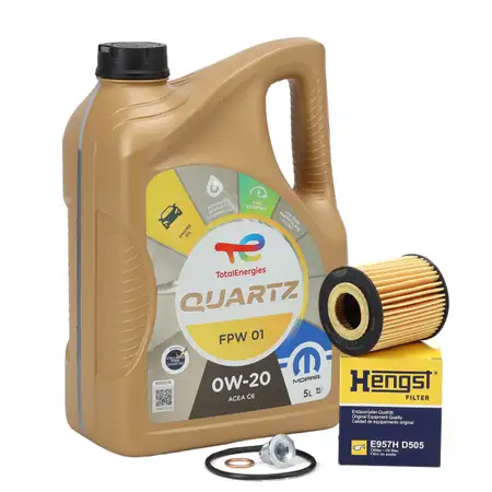5L ORIGINAL Mopar TOTAL QUARTZ FPW 01 0W-20 Motor&ouml;l + HENGST &Ouml;lfilter f&uuml;r 1.5 DIESEL