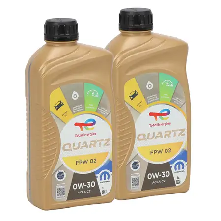 2L 2 Liter ORIGINAL Mopar TOTAL QUARTZ FPW 02 0W-30 Motor&ouml;l ACEA C2 FPW9.55535/02