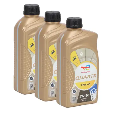 3L 3 Liter ORIGINAL Mopar TOTAL QUARTZ FPW 09 5W-40 Motor&ouml;l ACEA C3 API SN FPW9.5535/09