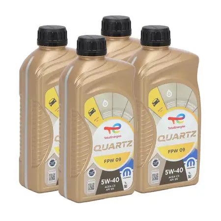 4L 4 Liter ORIGINAL Mopar TOTAL QUARTZ FPW 09 5W-40 Motor&ouml;l ACEA C3 API SN FPW9.5535/09