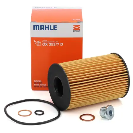 MAHLE OX353/7D Oil Filter + Screw for BMW F10/11, F90, F12/13, F01-04, G14-16, X5, X6, N63, S63
