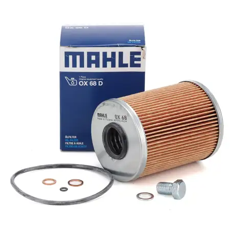 MAHLE OX68D Oil Filter + Mounting Bolt for BMW 3 Series E36, E46 (320-328i), 5 Series E34 (520i, 525i, M50, M52)