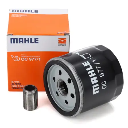 MAHLE &Ouml;lfilter + ORIGINAL Schraubstutzen VW Golf 7 8 Passat B8 Polo Tiguan Up 1.0-1.5 TSI