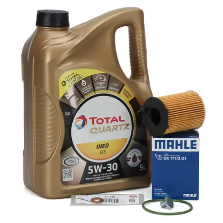 5L TOTAL QUARTZ INEO ECS 5W30 Motor&ouml;l + MAHLE &Ouml;lfilter CITRROEN f&uuml;r PEUGEOT 1.6 BlueHDi