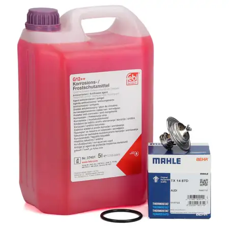 BEHR/MAHLE Thermostat + 5L febi K&uuml;hlmittel f&uuml;r VW Golf 4 5 6 Passat Polo Touran T5 1.6-2.0