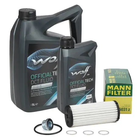 MANN Getriebefilter Satz + 6L WOLF Getriebe&ouml;l AUDI SEAT SKODA VW DQ500 DQ381