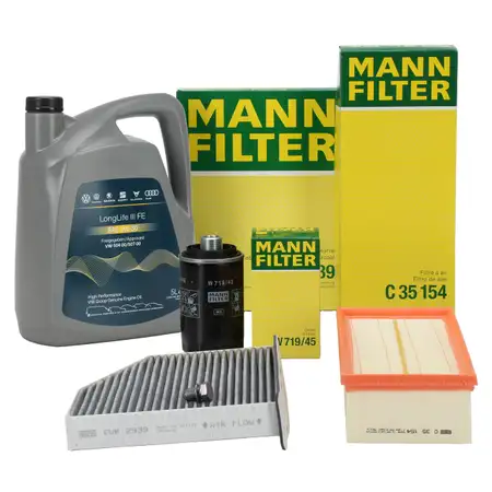 MANN Filter Set + 5L ORIGINAL 0W30 Engine Oil for VW Golf 5 &amp; 6, Passat, and Audi 8P 1.8/2.0 TSI/GTI