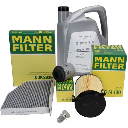 MANN Filterset + 5L ORIGINAL 0W30 Motor&ouml;l f&uuml;r VW Golf 6 Passat B6/7 AUDI 1.2/1.4 TSI