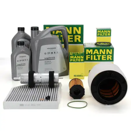 MANN Filterset 4-tlg + 7L ORIGINAL 0W30 Motor&ouml;l f&uuml;r AUDI A4 B8 A5 8T 8F Q5 SQ5 8RB 3.0 TDI