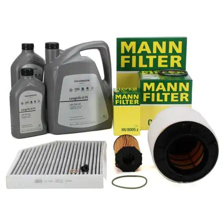 MANN Filterset 3-tlg + 7L ORIGINAL 0W30 Motor&ouml;l f&uuml;r AUDI A4 B8 A5 8T 8F Q5 SQ5 8RB 3.0 TDI